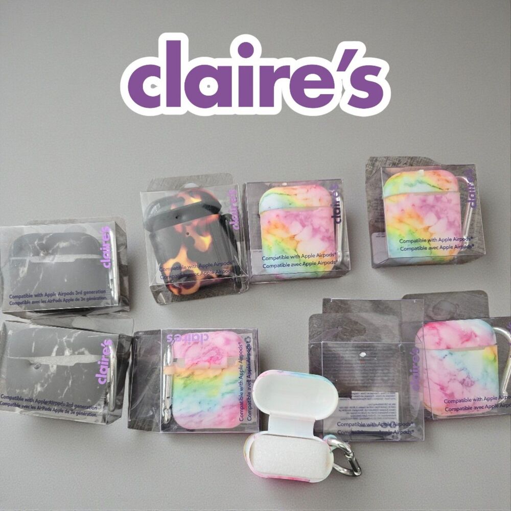 Variety Claire’s AirPods Case Marble Rainbow Silicone Cute Covers – Choose 1